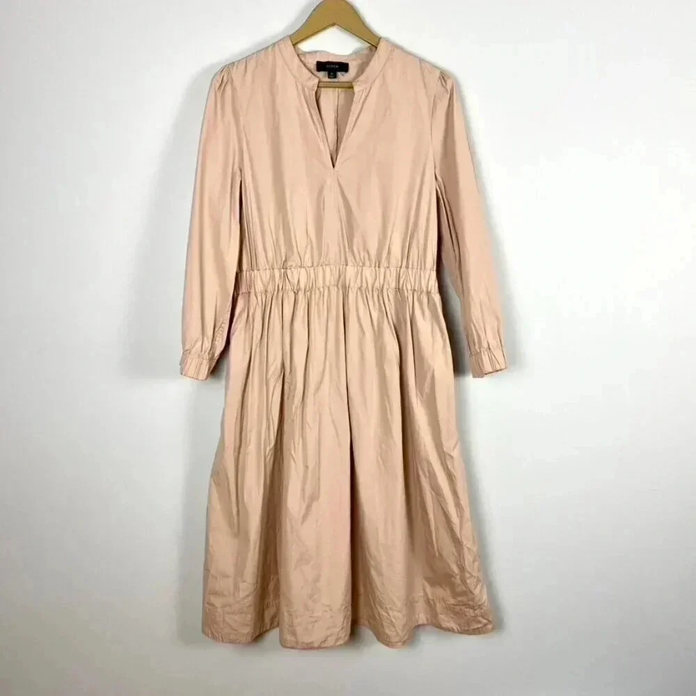 J. Crew Cinched Waist Poplin Dress